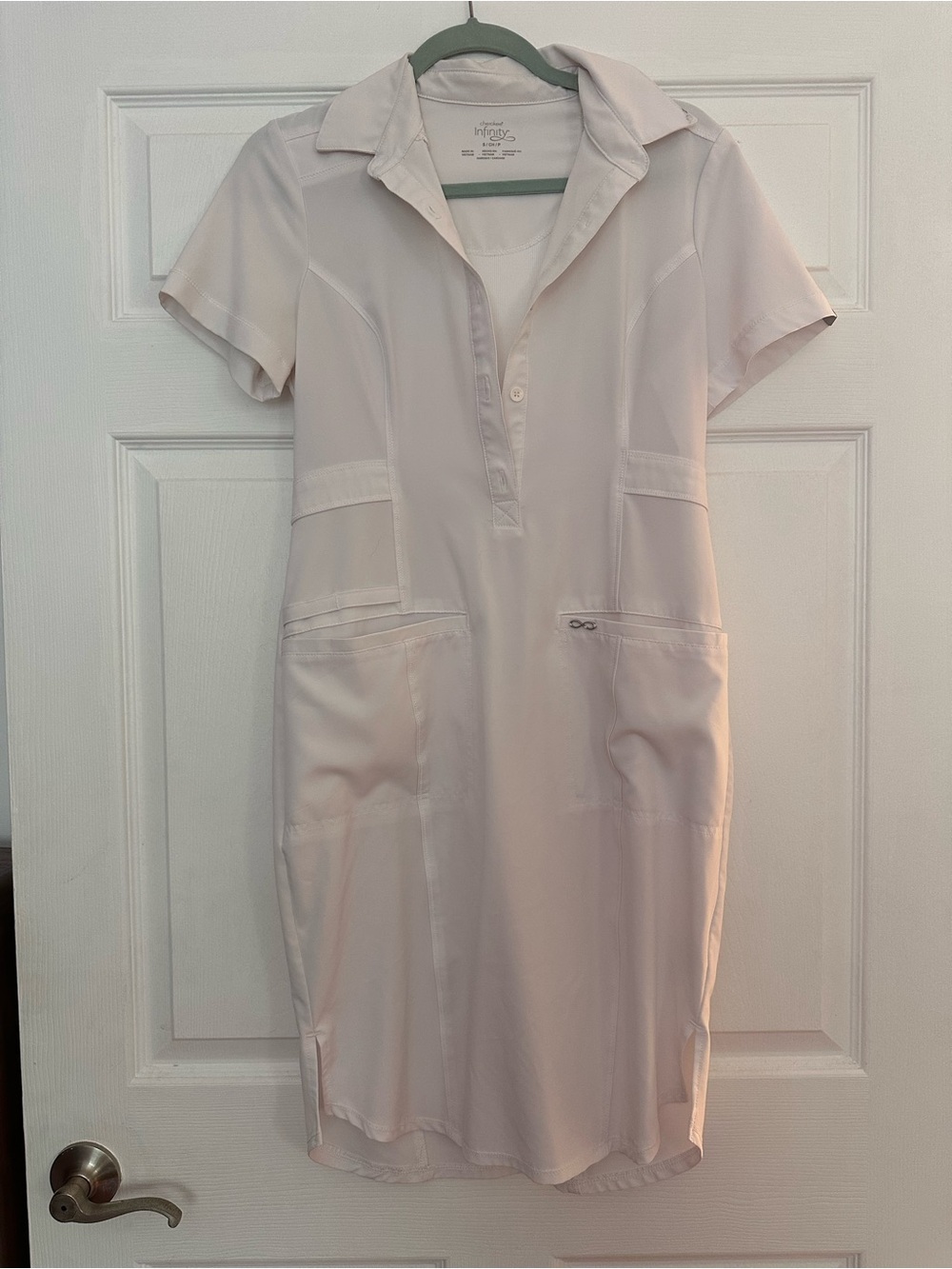 Cherokee White Classic Scrub Dress